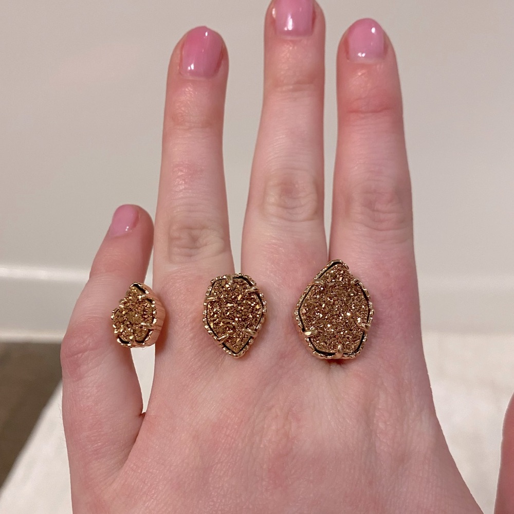 Kendra Scott Naomi Rose Gold Double Ring in rose gold drusy